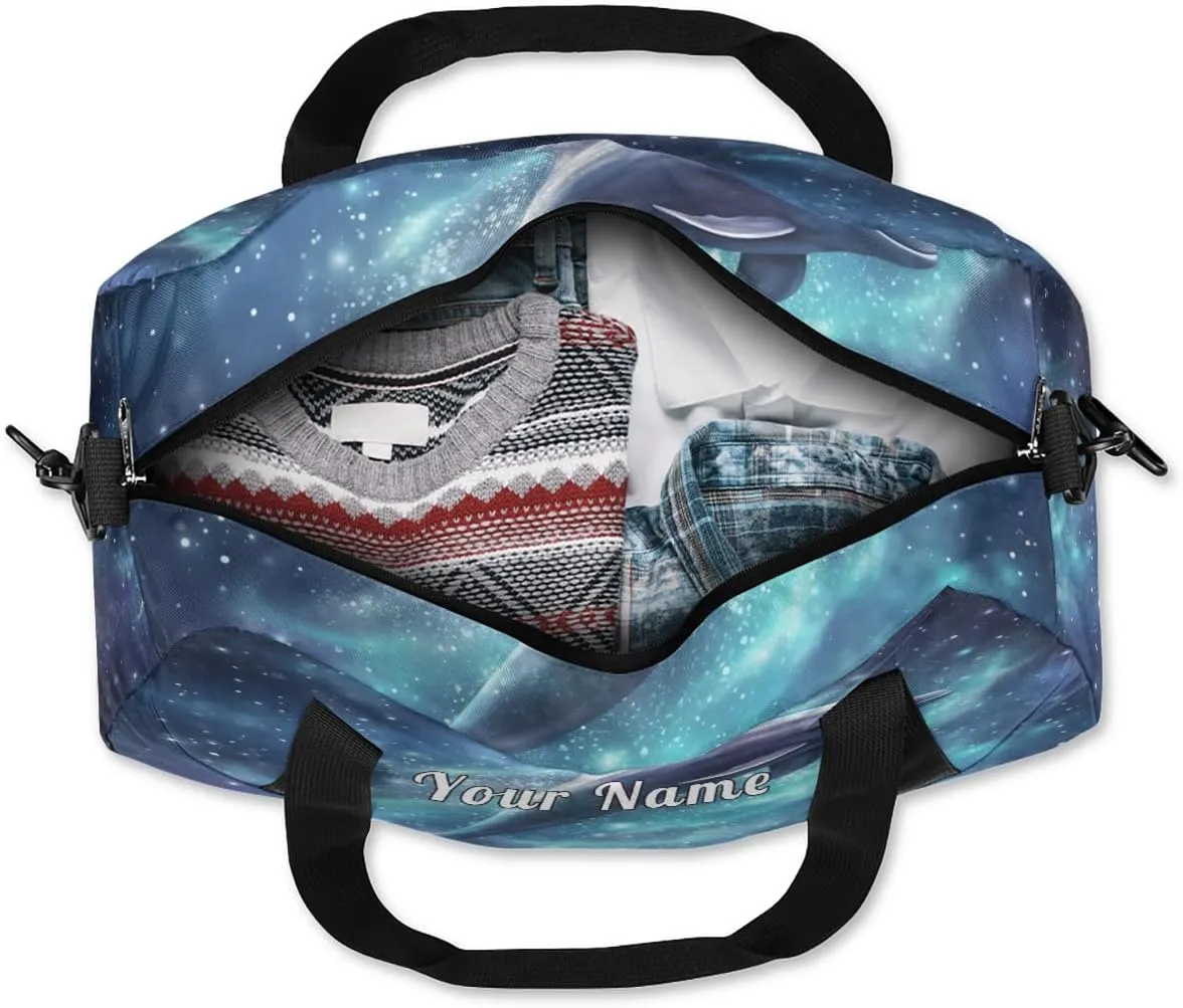 Personalized Kids Duffel Bag Galaxy Animal Sea Dolphin,Custom Sport Gym Bag for Boys Girls,WWeekender Overnight Bags Travel Duffel Bag,Customized Kids Gift