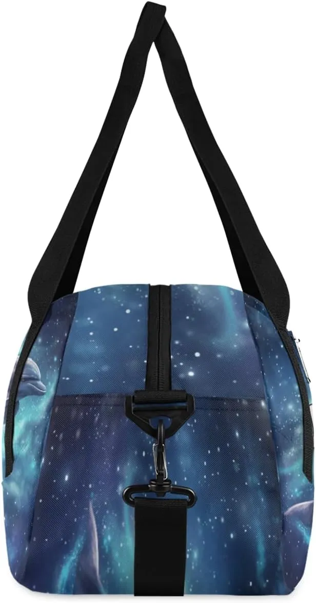 Personalized Kids Duffel Bag Galaxy Animal Sea Dolphin,Custom Sport Gym Bag for Boys Girls,WWeekender Overnight Bags Travel Duffel Bag,Customized Kids Gift