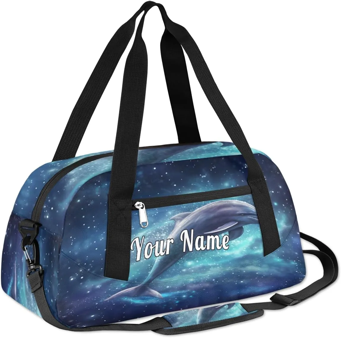 Personalized Kids Duffel Bag Galaxy Animal Sea Dolphin,Custom Sport Gym Bag for Boys Girls,WWeekender Overnight Bags Travel Duffel Bag,Customized Kids Gift