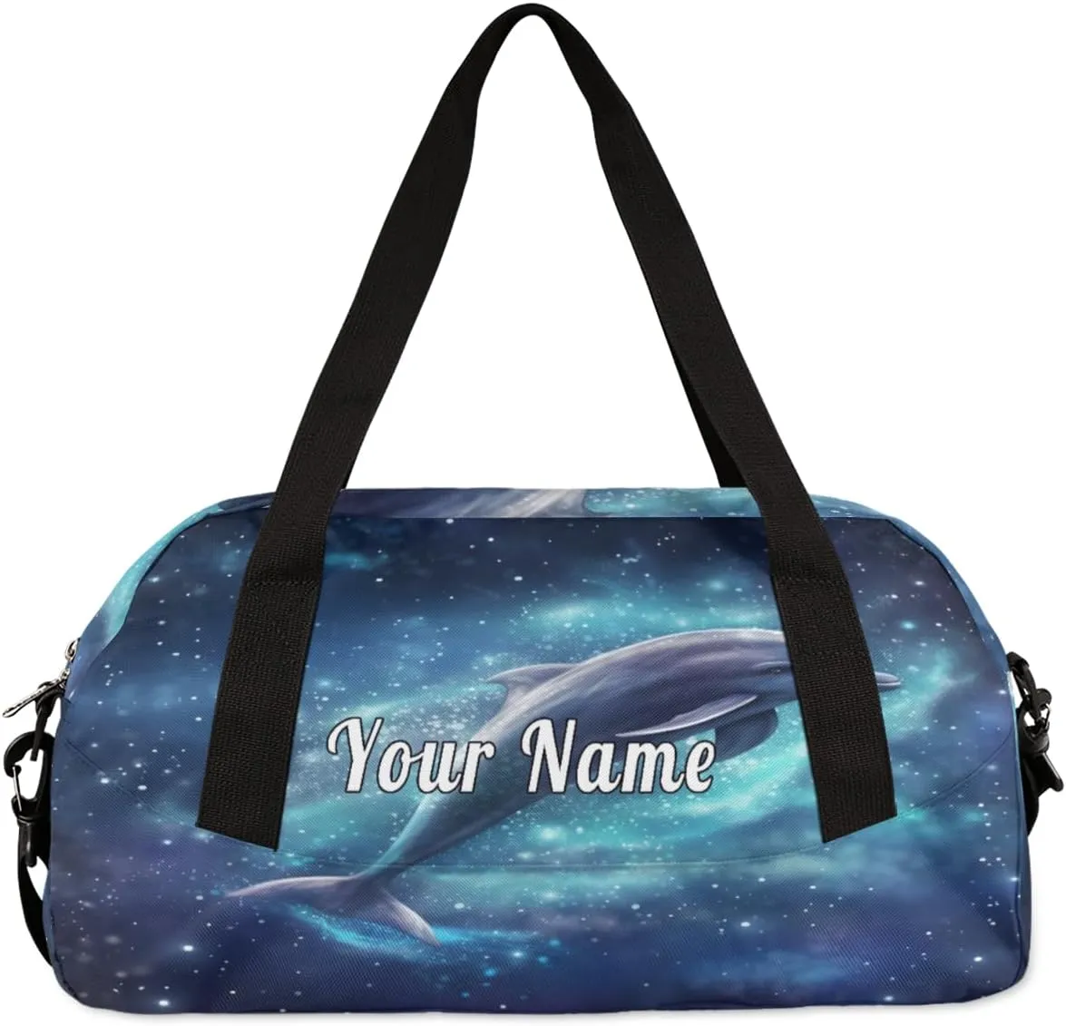 Personalized Kids Duffel Bag Galaxy Animal Sea Dolphin,Custom Sport Gym Bag for Boys Girls,WWeekender Overnight Bags Travel Duffel Bag,Customized Kids Gift