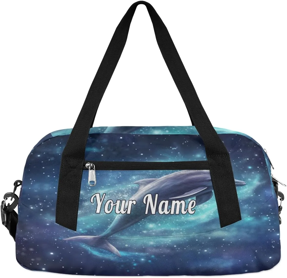 Personalized Kids Duffel Bag Galaxy Animal Sea Dolphin,Custom Sport Gym Bag for Boys Girls,WWeekender Overnight Bags Travel Duffel Bag,Customized Kids Gift