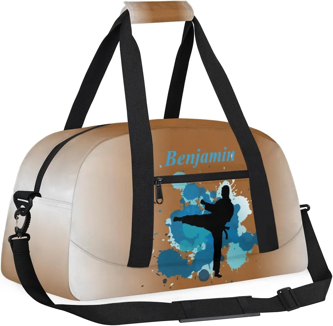 Personalized Kids Duffel Bag Martial Arts,Custom Sport Gym Bag for Boys Girls,Weekender Overnight Bags Travel Duffel Bag,Customized Kids Gift