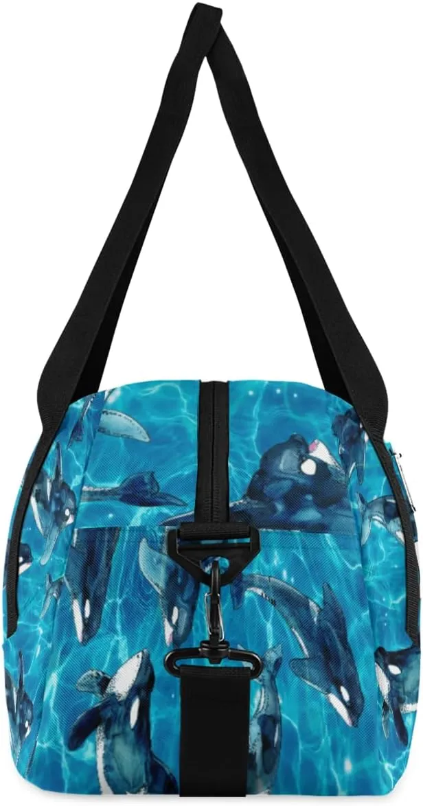 Personalized Kids Duffel Bag Ocean Sea Kill Whale Orca,Custom Sport Gym Bag for Boys Girls,Weekender Overnight Bags Travel Duffel Bag,Customized Kids Gift