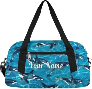 Personalized Kids Duffel Bag Ocean Sea Kill Whale Orca,Custom Sport Gym Bag for Boys Girls,Weekender Overnight Bags Travel Duffel Bag,Customized Kids Gift