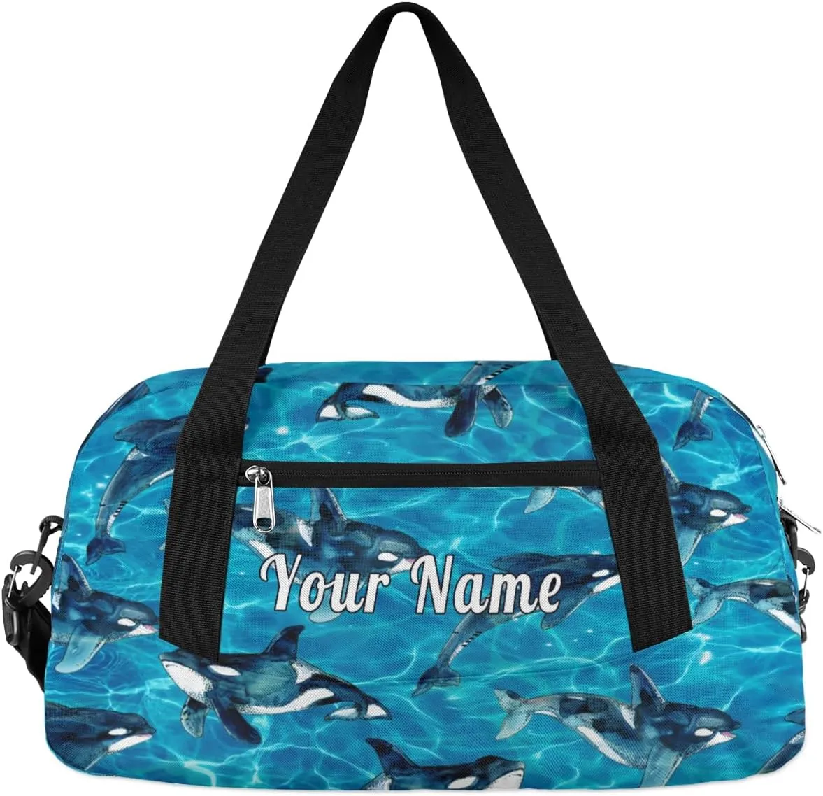 Personalized Kids Duffel Bag Ocean Sea Kill Whale Orca,Custom Sport Gym Bag for Boys Girls,Weekender Overnight Bags Travel Duffel Bag,Customized Kids Gift