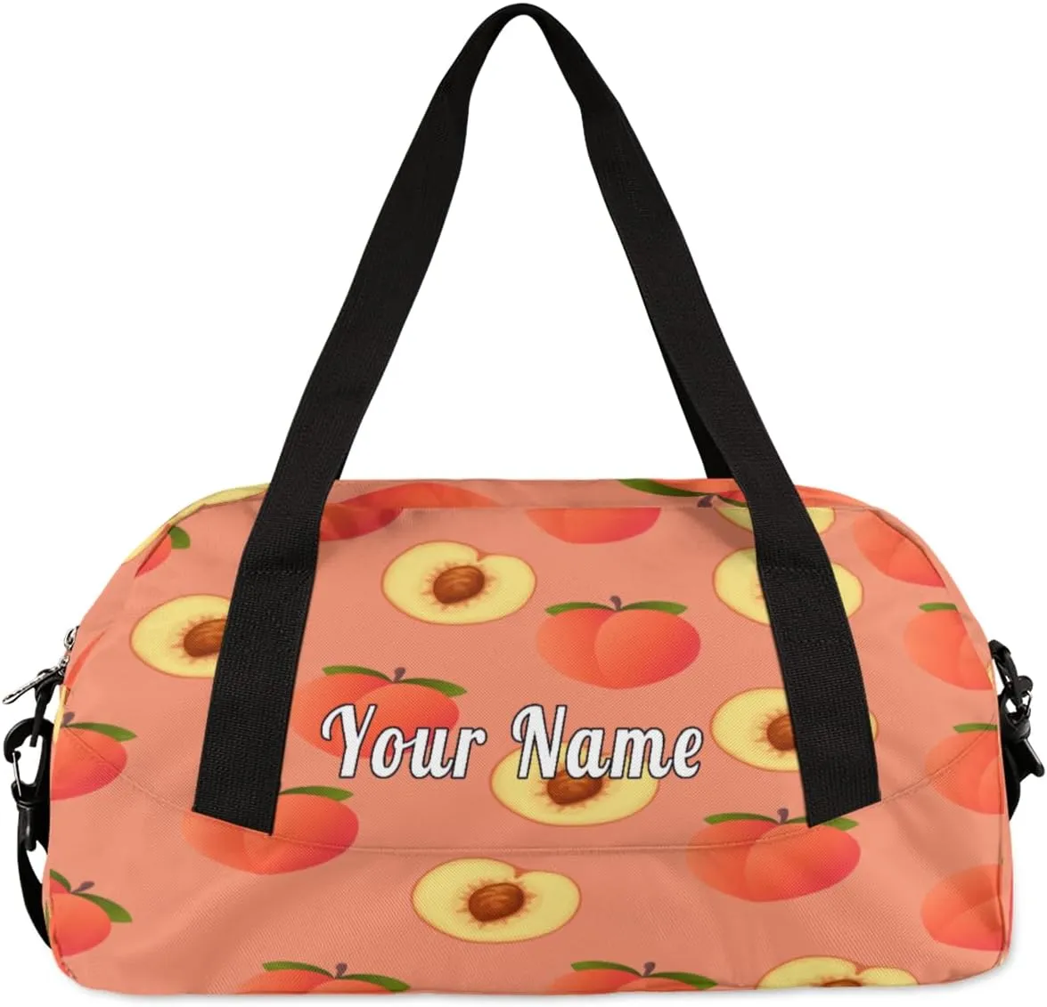 Personalized Kids Duffel Bag Peach,Custom Sport Gym Bag for Boys Girls,WWeekender Overnight Bags Travel Duffel Bag,Customized Kids Gift