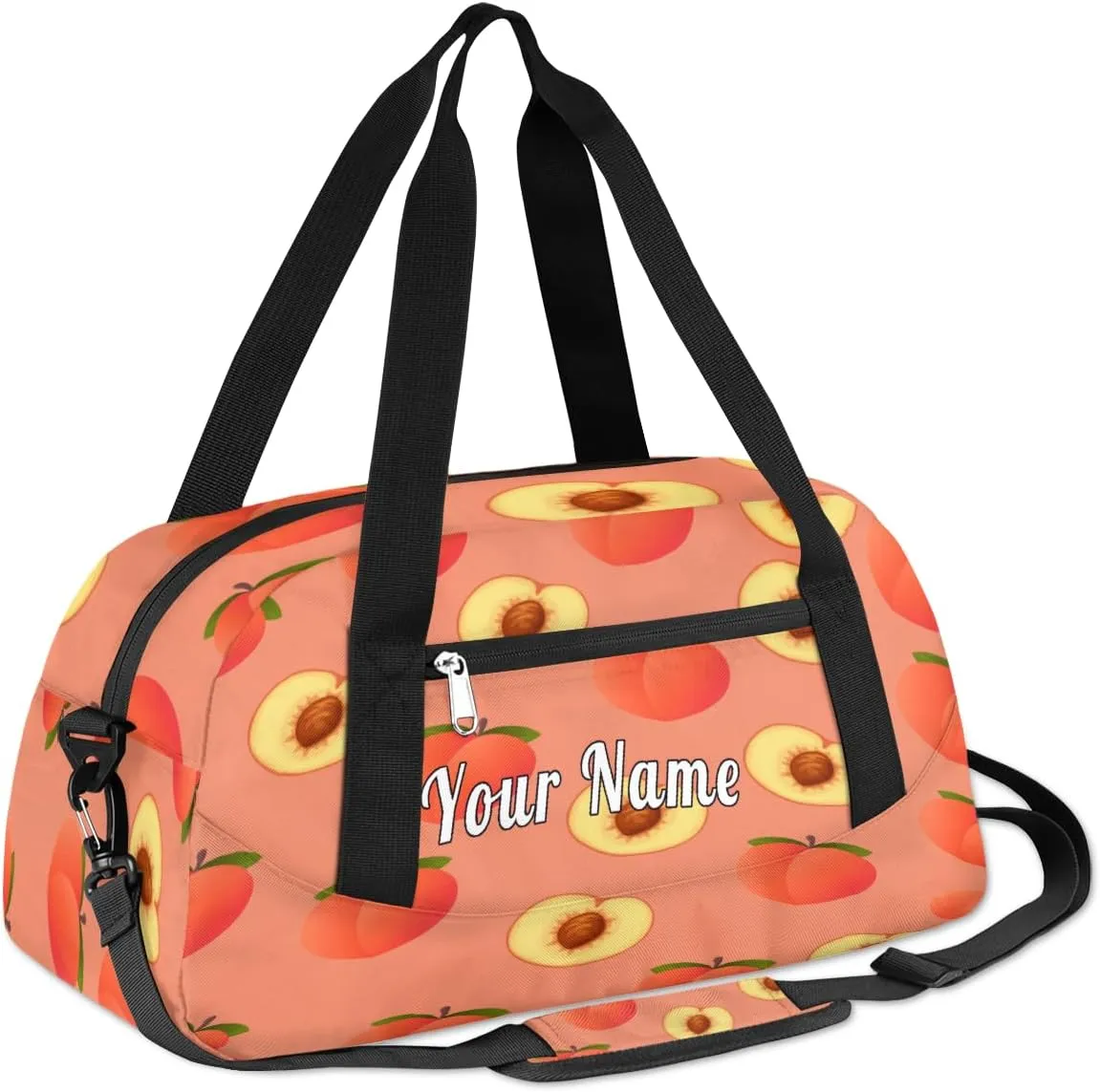 Personalized Kids Duffel Bag Peach,Custom Sport Gym Bag for Boys Girls,WWeekender Overnight Bags Travel Duffel Bag,Customized Kids Gift