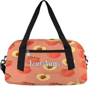 Personalized Kids Duffel Bag Peach,Custom Sport Gym Bag for Boys Girls,WWeekender Overnight Bags Travel Duffel Bag,Customized Kids Gift