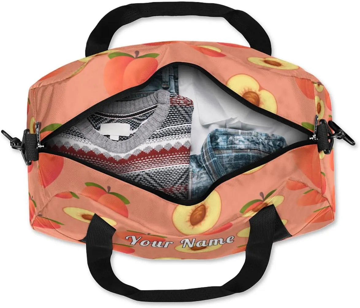 Personalized Kids Duffel Bag Peach,Custom Sport Gym Bag for Boys Girls,WWeekender Overnight Bags Travel Duffel Bag,Customized Kids Gift