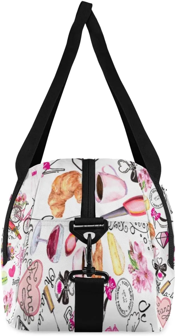 Personalized Kids Duffel Bag Romantic Paris Eiffel,Custom Sport Gym Bag for Boys Girls,WWeekender Overnight Bags Travel Duffel Bag,Customized Kids Gift