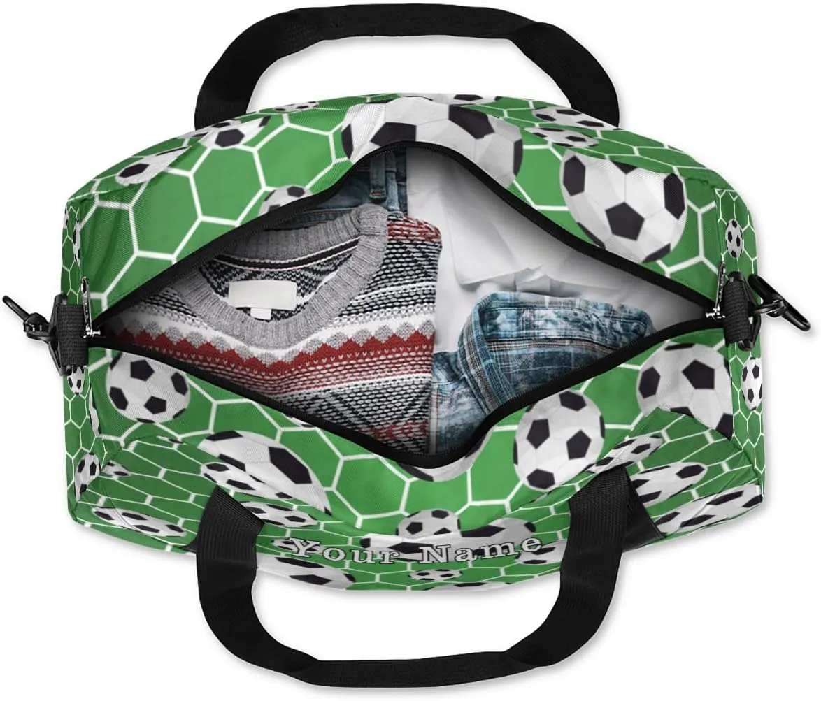 Personalized Kids Duffel Bag Sport Football Ball Pattern,Custom Sport Gym Bag for Boys Girls,WWeekender Overnight Bags Travel Duffel Bag,Customized Kids Gift