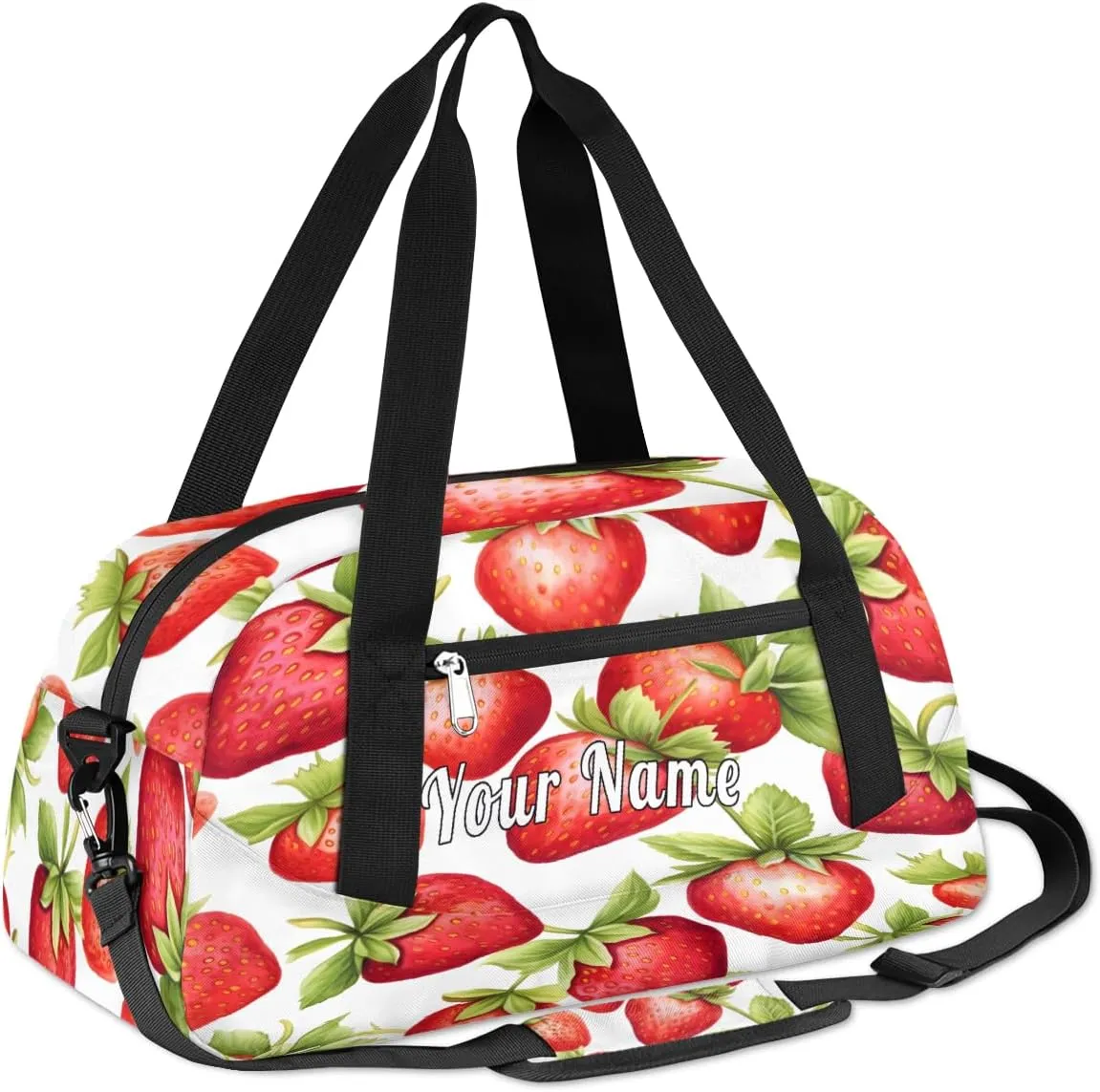 Personalized Kids Duffel Bag Strawberry Pattern,Custom Sport Gym Bag for Boys Girls,WWeekender Overnight Bags Travel Duffel Bag,Customized Kids Gift