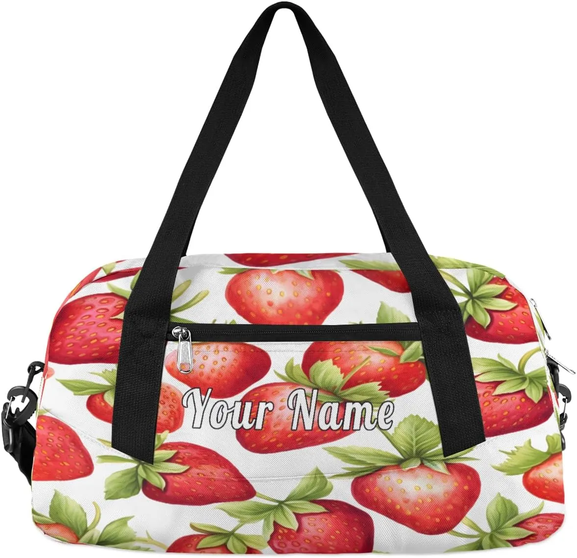 Personalized Kids Duffel Bag Strawberry Pattern,Custom Sport Gym Bag for Boys Girls,WWeekender Overnight Bags Travel Duffel Bag,Customized Kids Gift