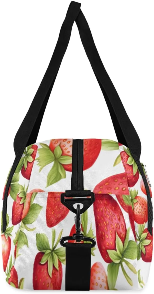 Personalized Kids Duffel Bag Strawberry Pattern,Custom Sport Gym Bag for Boys Girls,WWeekender Overnight Bags Travel Duffel Bag,Customized Kids Gift