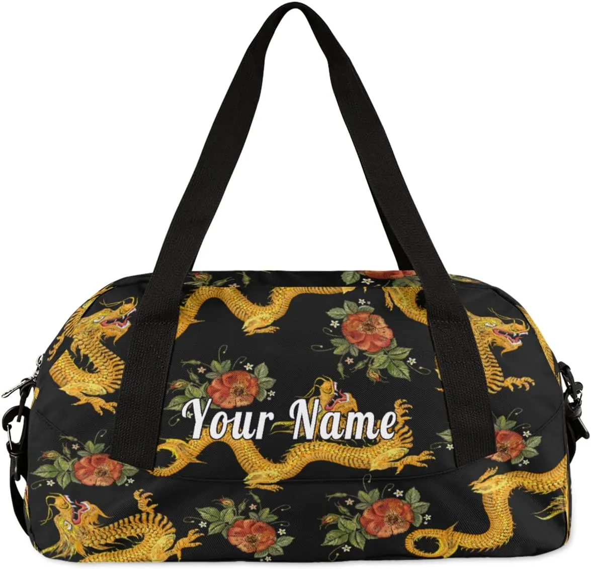 Personalized Kids Duffel Bag Vintage Ancient Dragon,Custom Sport Gym Bag for Boys Girls,WWeekender Overnight Bags Travel Duffel Bag,Customized Kids Gift