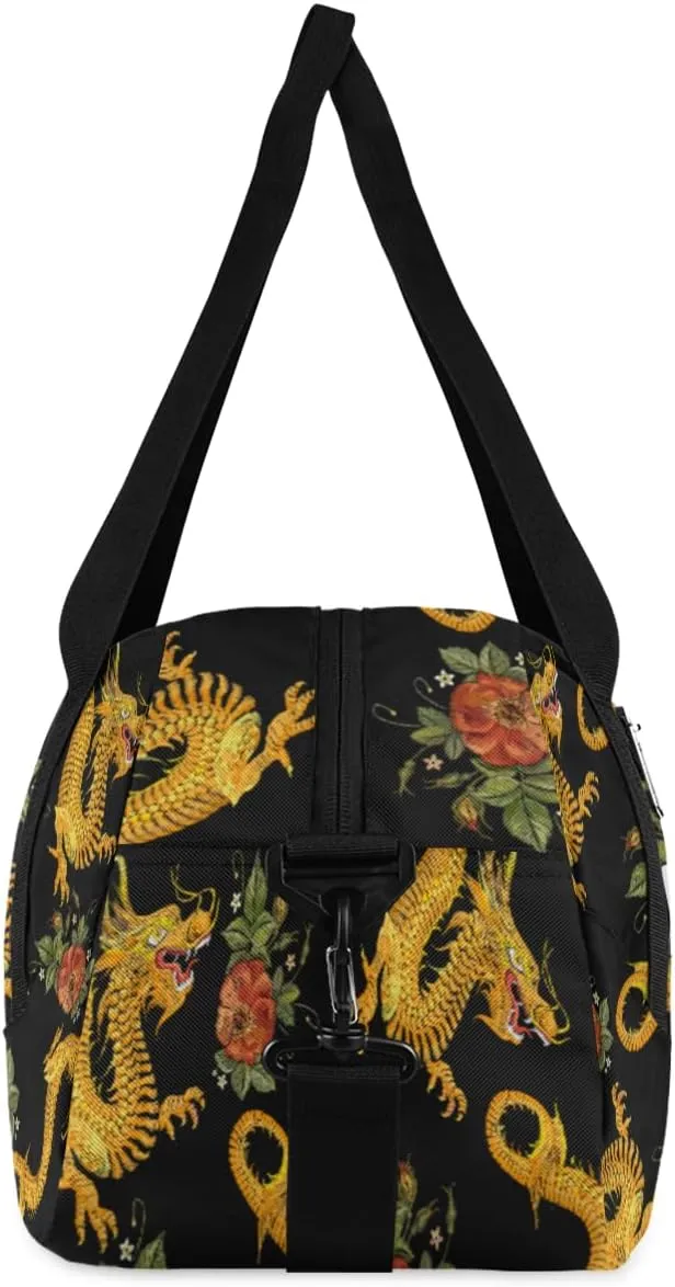 Personalized Kids Duffel Bag Vintage Ancient Dragon,Custom Sport Gym Bag for Boys Girls,WWeekender Overnight Bags Travel Duffel Bag,Customized Kids Gift