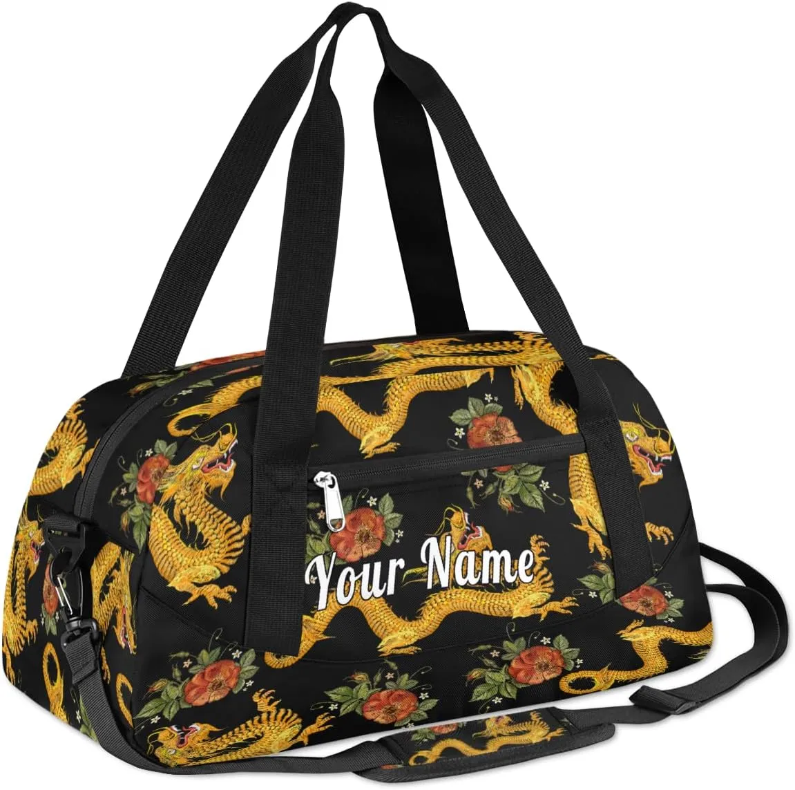 Personalized Kids Duffel Bag Vintage Ancient Dragon,Custom Sport Gym Bag for Boys Girls,WWeekender Overnight Bags Travel Duffel Bag,Customized Kids Gift