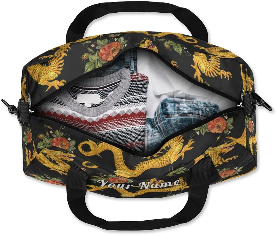 Personalized Kids Duffel Bag Vintage Ancient Dragon,Custom Sport Gym Bag for Boys Girls,WWeekender Overnight Bags Travel Duffel Bag,Customized Kids Gift