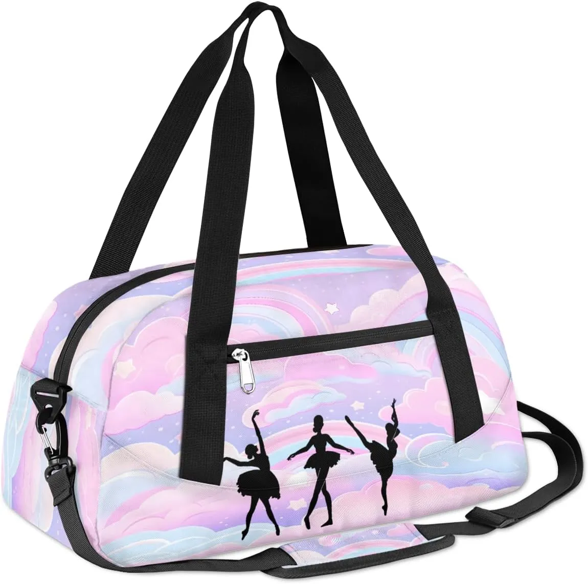 Personalized Kids Duffel Bag,Custom Dance Sport Gym Bag for Girls,Weekender Overnight Tote Bag Carry On Duffel Bag for Travel Gymnastic Ballet Dancer Pink Nebula