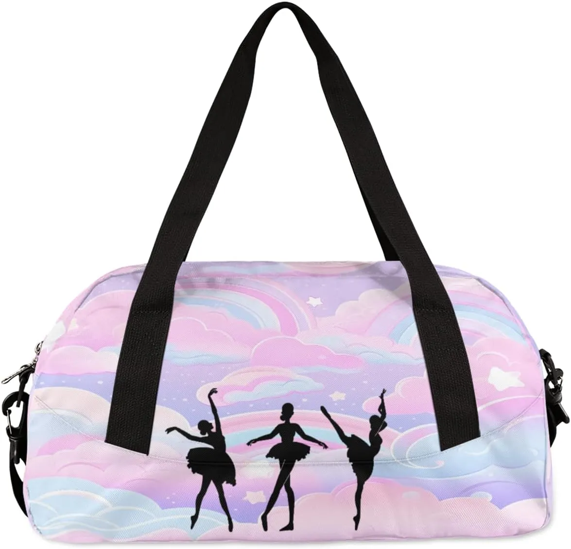 Personalized Kids Duffel Bag,Custom Dance Sport Gym Bag for Girls,Weekender Overnight Tote Bag Carry On Duffel Bag for Travel Gymnastic Ballet Dancer Pink Nebula