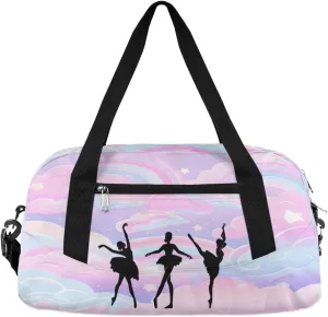 Personalized Kids Duffel Bag,Custom Dance Sport Gym Bag for Girls,Weekender Overnight Tote Bag Carry On Duffel Bag for Travel Gymnastic Ballet Dancer Pink Nebula