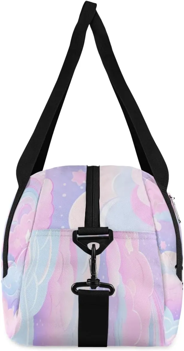 Personalized Kids Duffel Bag,Custom Dance Sport Gym Bag for Girls,Weekender Overnight Tote Bag Carry On Duffel Bag for Travel Gymnastic Ballet Dancer Pink Nebula