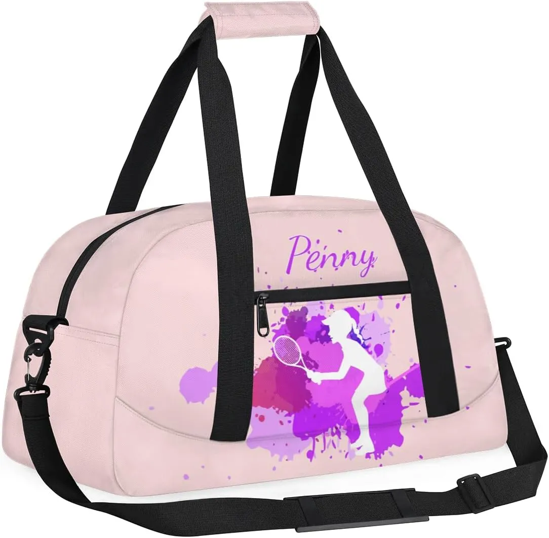 Personalized Kids Duffel Bag,Custom Sport Gym Bag for Boys Girls,Weekender Overnight Bags Travel Duffel Bag,Customized Kids Gift Tennis