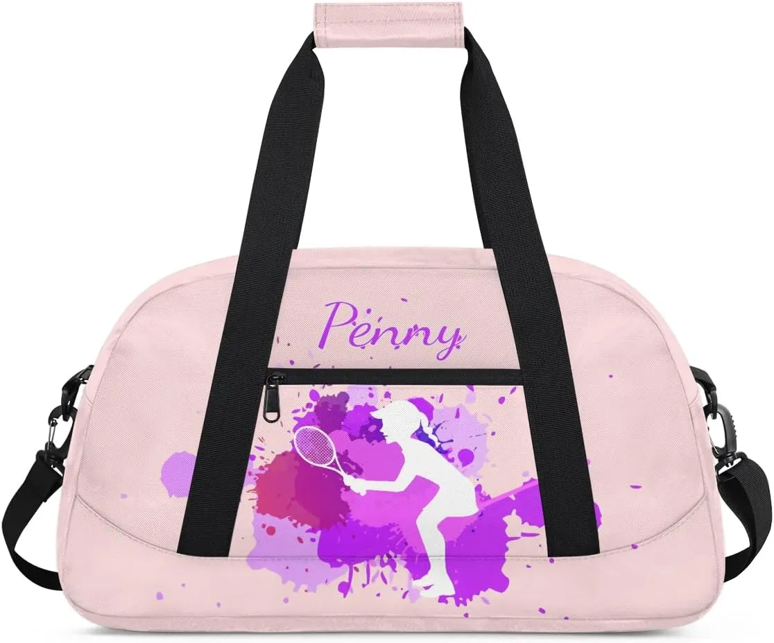 Personalized Kids Duffel Bag,Custom Sport Gym Bag for Boys Girls,Weekender Overnight Bags Travel Duffel Bag,Customized Kids Gift Tennis