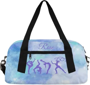 Personalized Kids Duffel Bag,Custom Sport Gym Bag for Girls,Weekender Overnight Bags Travel Duffel Bag,Customized Kids Gift Blue Galaxy Gymnastic