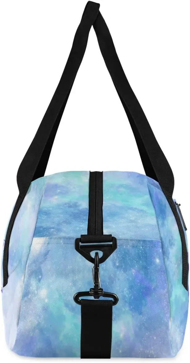Personalized Kids Duffel Bag,Custom Sport Gym Bag for Girls,Weekender Overnight Bags Travel Duffel Bag,Customized Kids Gift Blue Galaxy Gymnastic