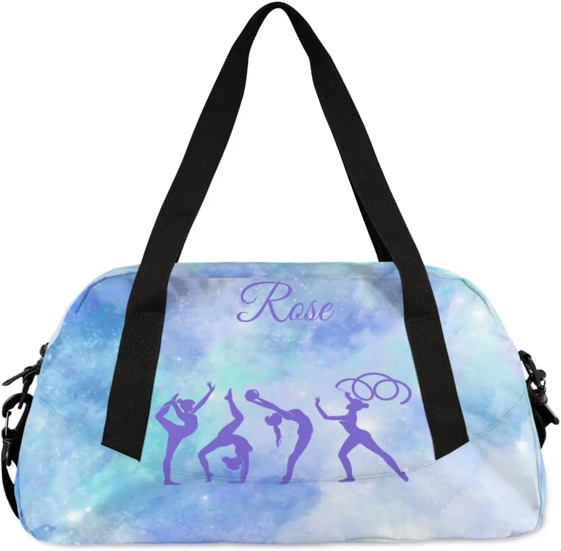 Personalized Kids Duffel Bag,Custom Sport Gym Bag for Girls,Weekender Overnight Bags Travel Duffel Bag,Customized Kids Gift Blue Galaxy Gymnastic