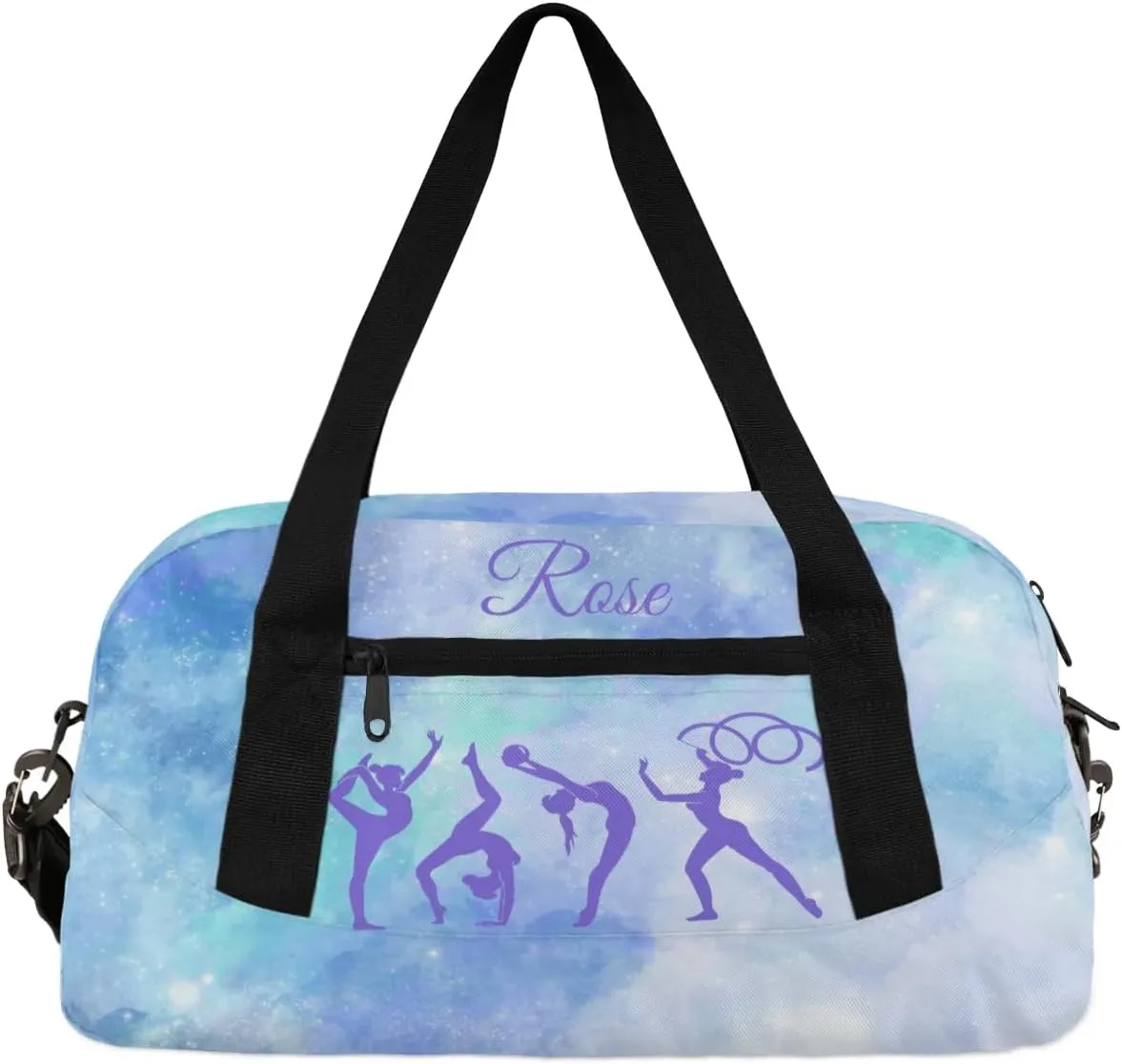 Personalized Kids Duffel Bag,Custom Sport Gym Bag for Girls,Weekender Overnight Bags Travel Duffel Bag,Customized Kids Gift Blue Galaxy Gymnastic