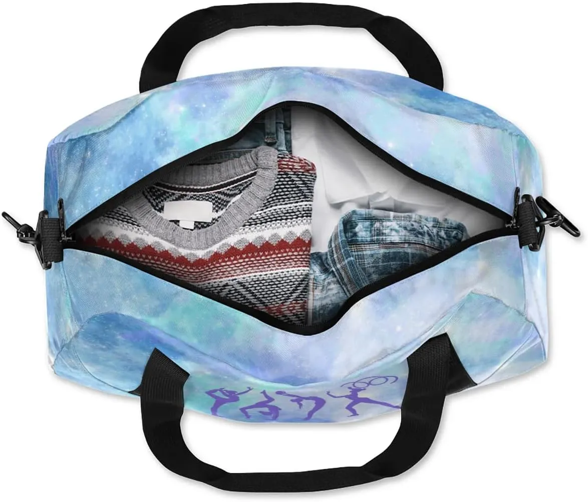 Personalized Kids Duffel Bag,Custom Sport Gym Bag for Girls,Weekender Overnight Bags Travel Duffel Bag,Customized Kids Gift Blue Galaxy Gymnastic