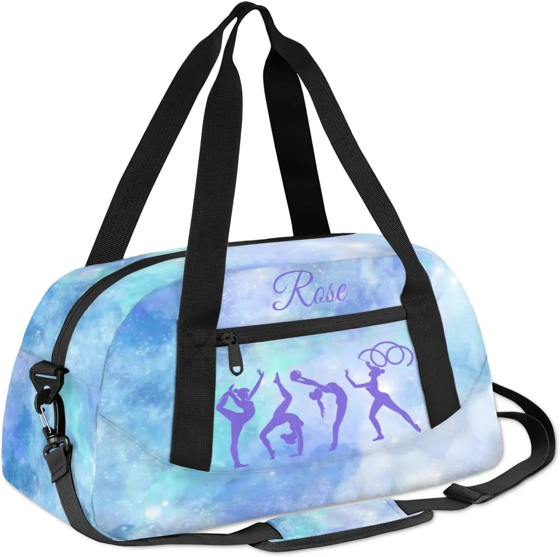 Personalized Kids Duffel Bag,Custom Sport Gym Bag for Girls,Weekender Overnight Bags Travel Duffel Bag,Customized Kids Gift Blue Galaxy Gymnastic