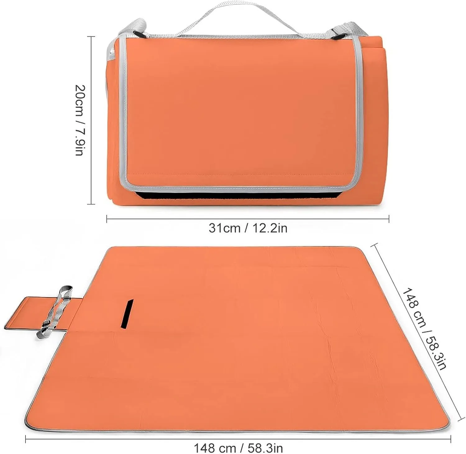 Personalized Large Picnic Blanket for Outdoor Water-Resistant, Customized Photo Text Handy Mat for Spring, Summer, Beach, Camping on Grass Waterproof Sandproof Coral 58.3 x 58.3 inch