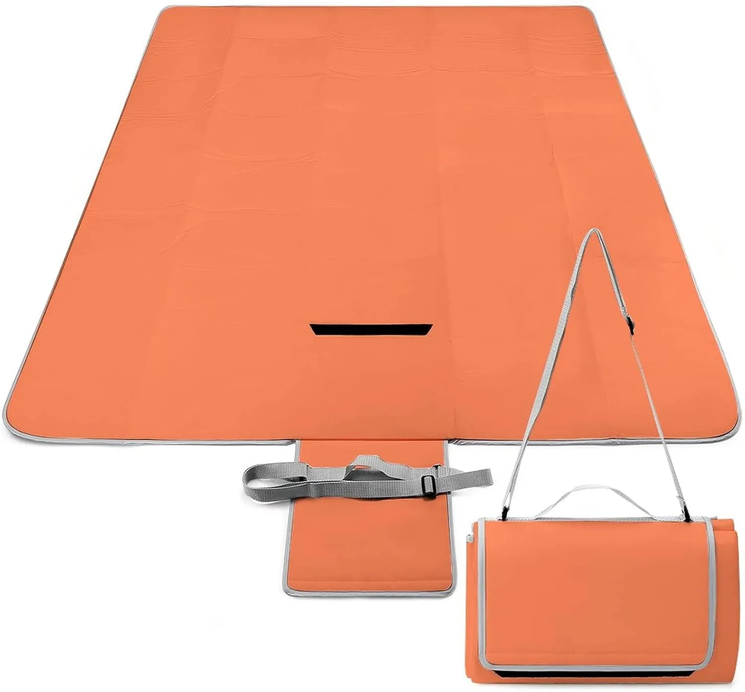 Personalized Large Picnic Blanket for Outdoor Water-Resistant, Customized Photo Text Handy Mat for Spring, Summer, Beach, Camping on Grass Waterproof Sandproof Coral 58.3 x 58.3 inch
