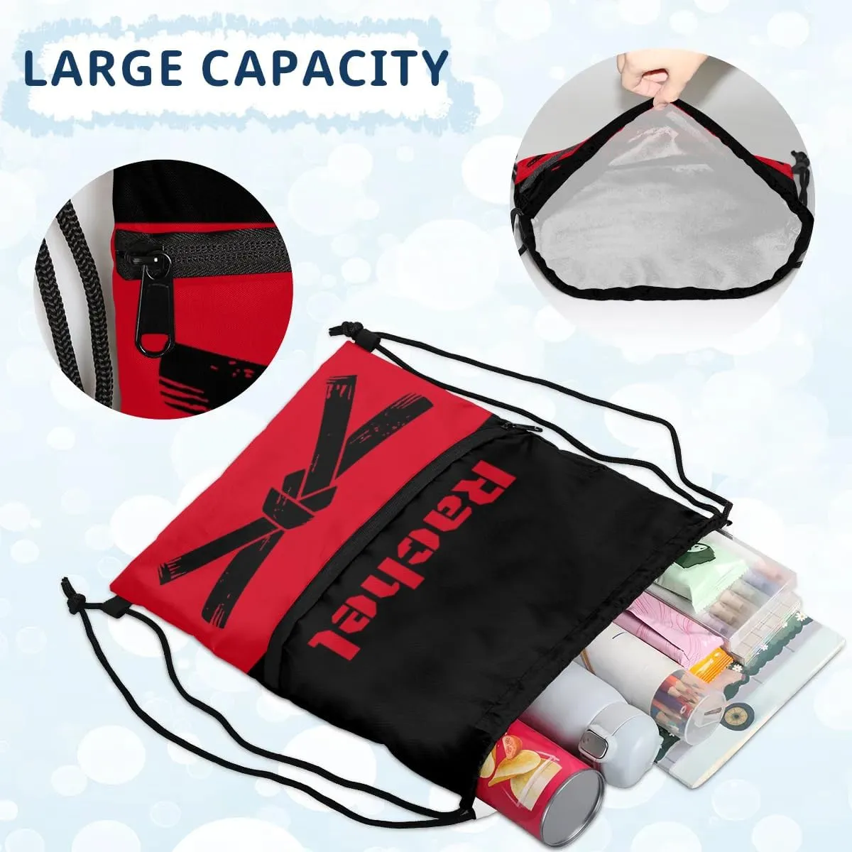 Personalized Martial Art Drawstring Bags Drawstring Backpack for Kids, Taekwondo Karate Drawstring Bags for Boys Girls Karate Belt