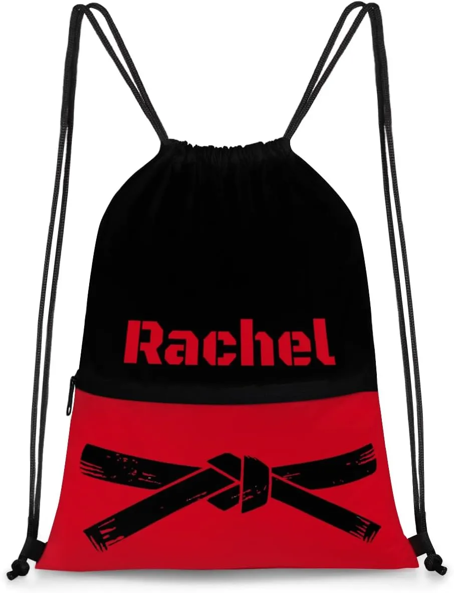 Personalized Martial Art Drawstring Bags Drawstring Backpack for Kids, Taekwondo Karate Drawstring Bags for Boys Girls Karate Belt