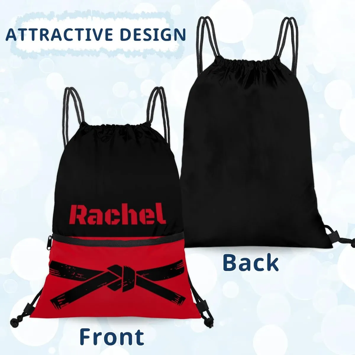Personalized Martial Art Drawstring Bags Drawstring Backpack for Kids, Taekwondo Karate Drawstring Bags for Boys Girls Karate Belt