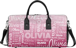 Personalized Name Sport Duffel Bags, Custom Dance Gym Duffel Bag for Women Men, Customized Gymnastics Ballet Bag Overnight Weekender Bag, Dark Pink Gradient