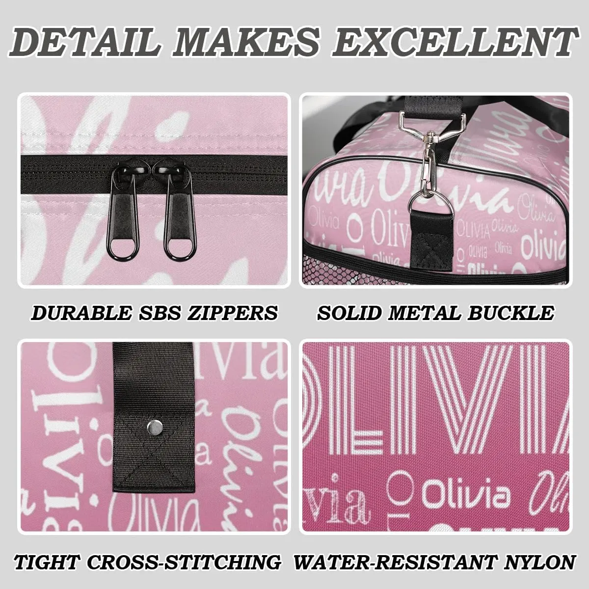 Personalized Name Sport Duffel Bags, Custom Dance Gym Duffel Bag for Women Men, Customized Gymnastics Ballet Bag Overnight Weekender Bag, Dark Pink Gradient