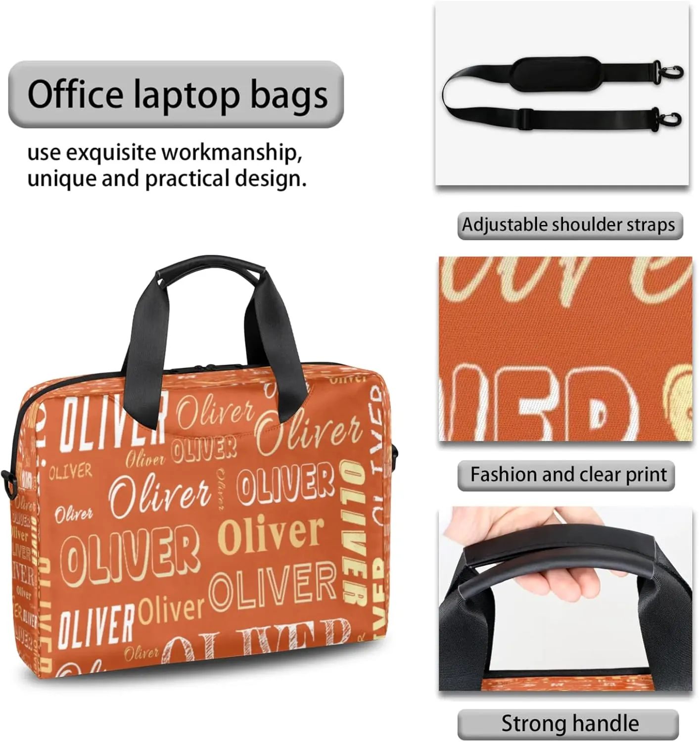 Personalized Picture Laptop Tote Custom Name Laptop Case Shoulder Bag Messenger Computer Bags Laptop Adjustable Shoulder