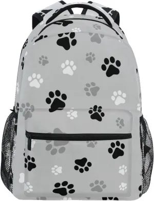 Personalized Printed School Bags for All Levels Dog Paw Print Travel Backpack for School Outdoor Laptop Backpack for Students