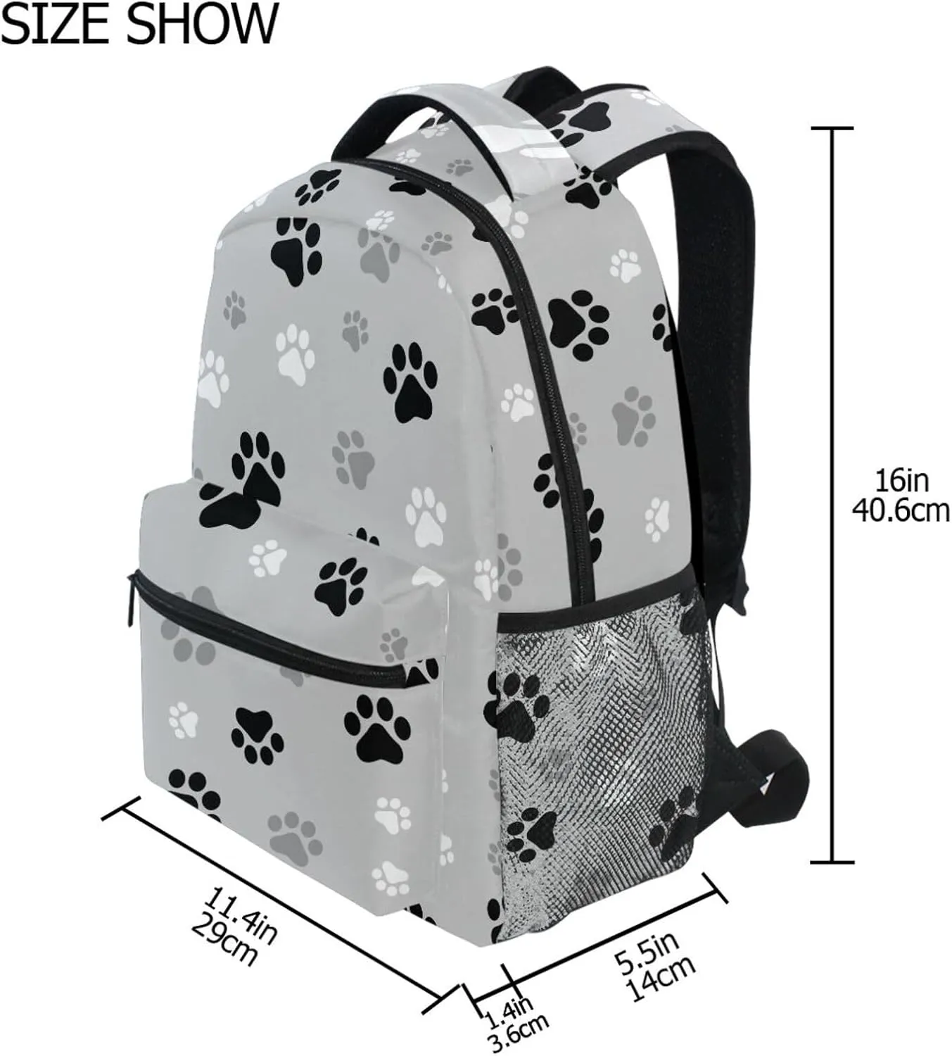 Personalized Printed School Bags for All Levels Dog Paw Print Travel Backpack for School Outdoor Laptop Backpack for Students