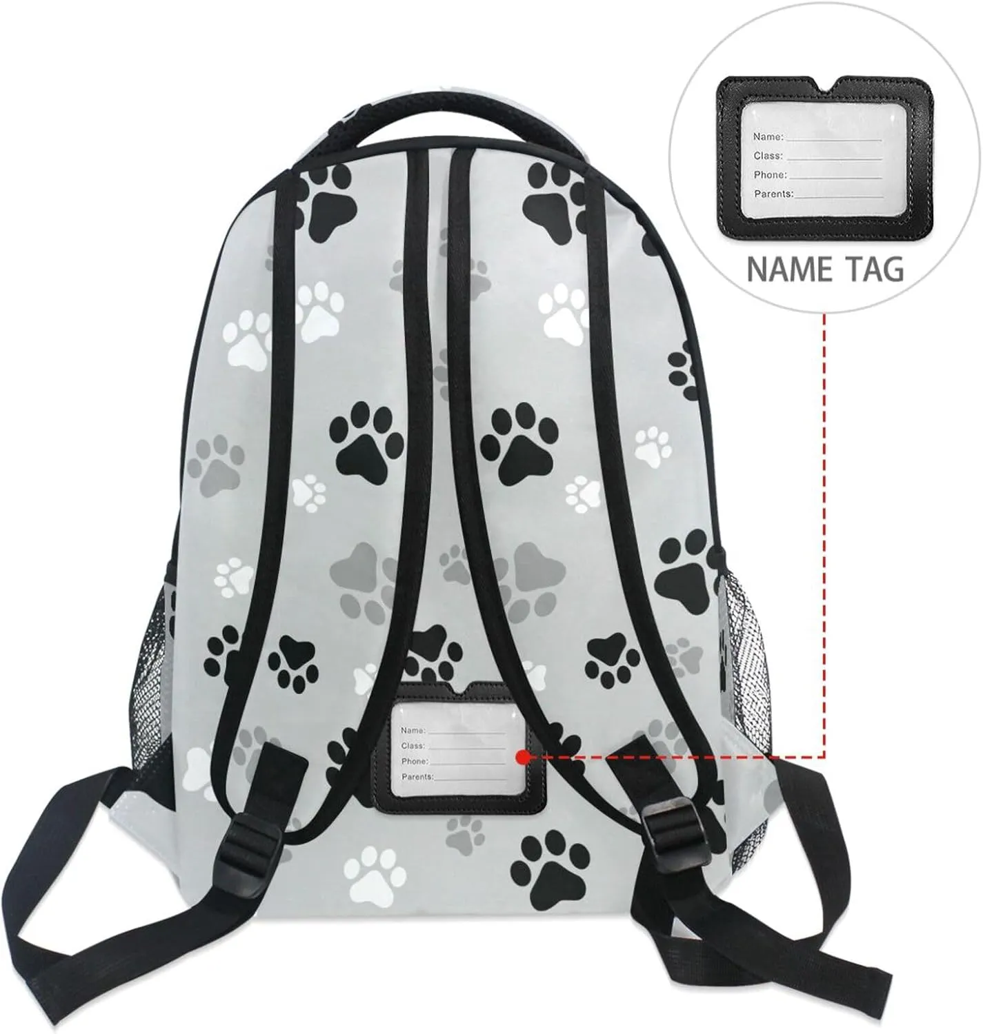 Personalized Printed School Bags for All Levels Dog Paw Print Travel Backpack for School Outdoor Laptop Backpack for Students