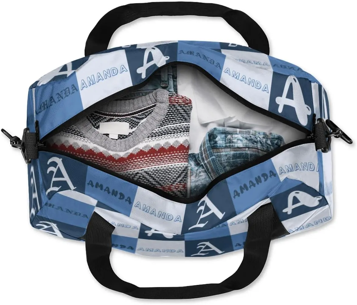 Personalized Sport Dance Bag Custom Boys Gym Bag Girls Ballet Dance Bag Customize Travel Duffle Bag with Name Overnight Weekender Bags (Blue Grey)