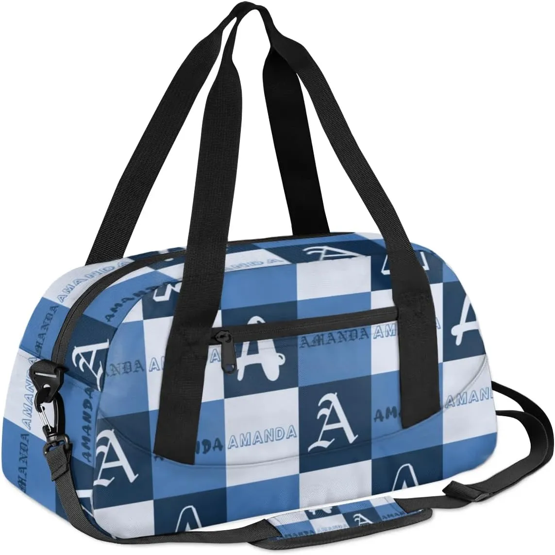 Personalized Sport Dance Bag Custom Boys Gym Bag Girls Ballet Dance Bag Customize Travel Duffle Bag with Name Overnight Weekender Bags (Blue Grey)