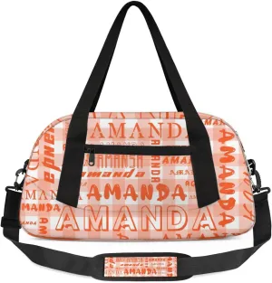 Personalized Sport Dance Bag Custom Boys Gym Bag Girls Ballet Dance Bag Customize Travel Duffle Bag with Name Overnight Weekender Bags (Deep Orange Grid)