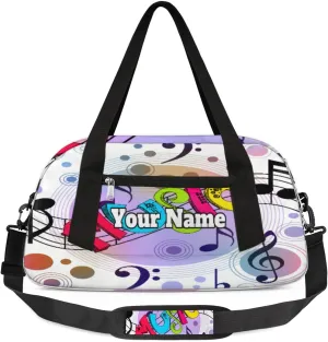 Personalized Sport Duffel Bag Custom Music Prints Gymnastics Duffel Bags for Teens, Waterproof Sport Bag, Musical Note