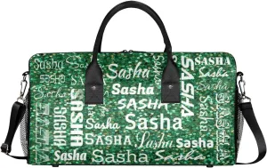 Personalized Travel Duffel Bag for Women Men, Custom Name Gym Duffel Bags Sports Overnight Weekender Bags Personalized Gifts, Grass Green Glitter (No Glitter)